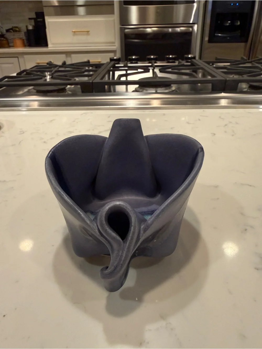 Hilborn Pottery Canada Sculptural Pinched Bowl Periwinkle Blue Studio Art
